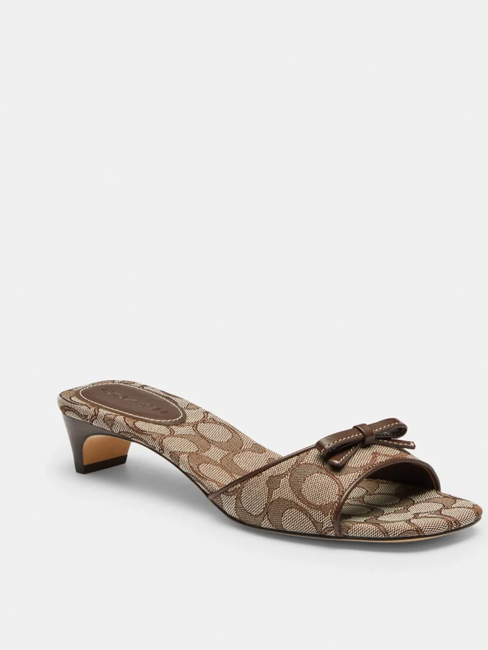 Coach Outlet Bow Kitten Heel Sandal In Signature Jacquard